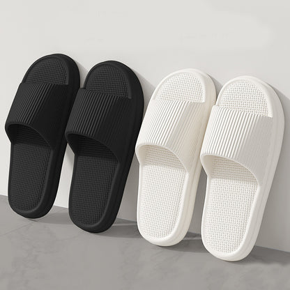 Striped Design Home Slippers For Women Men Soft Anti-slip Floor Bathroom Slippers Solid House Shoes - DropOnline.co