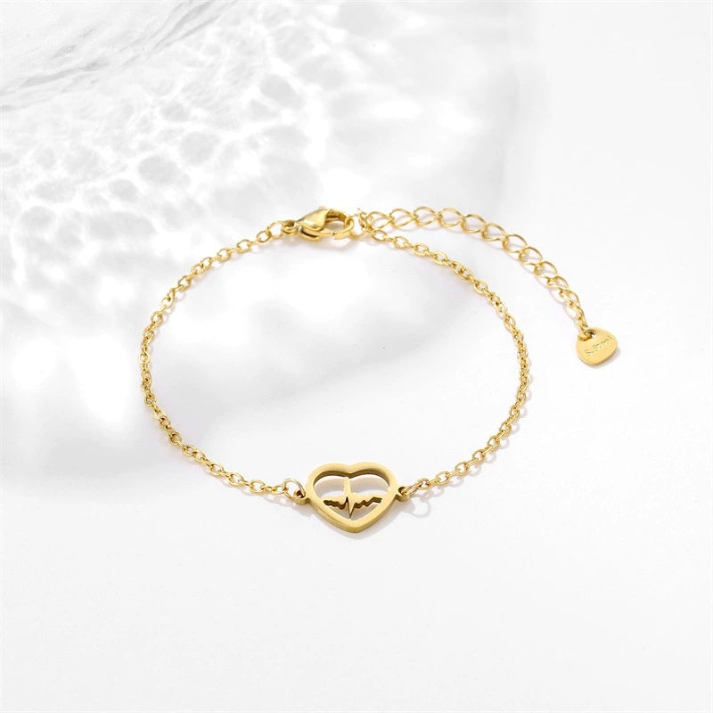 Women's Heart-shaped ECG Bracelet Versatile Hand Jewelry