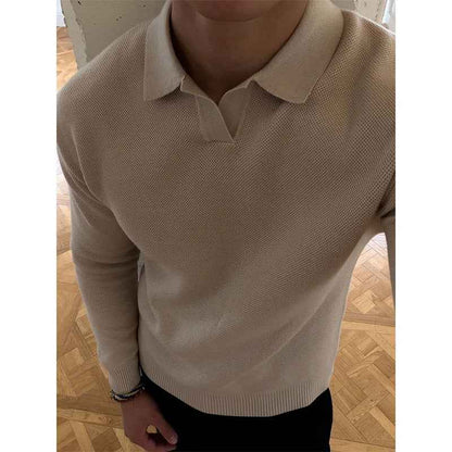 Old Money Style Knitted Sweater Men's Autumn Long Sleeve Outfit