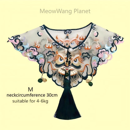 Handmade Chinese Embroidered Pet Shawl Hanfu Style Cloud Shoulder Bib Neck Wrap For Cats Small Dogs Elegant Pet Scarf - DropOnline.co