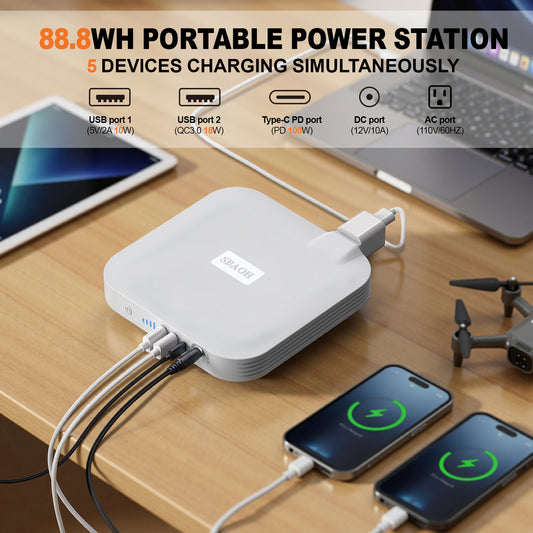 Portable Power Station - 100W 24000mAh Emergency Backup Battery