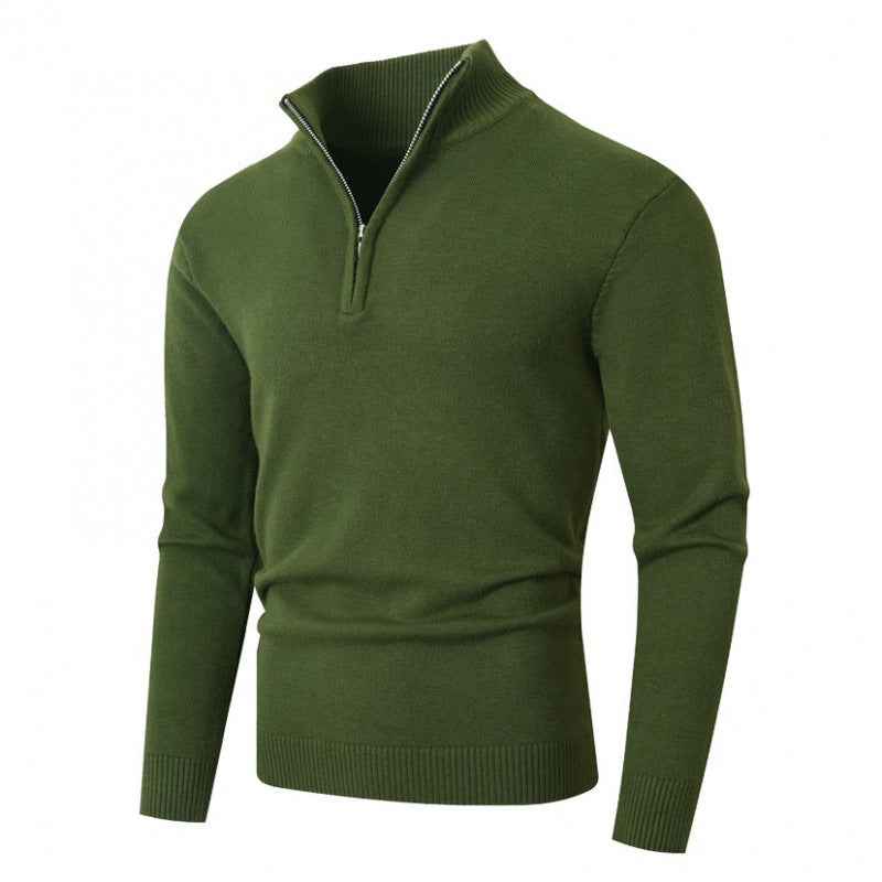 Fleece-lined Men's Plus Size Zipper Sweater
