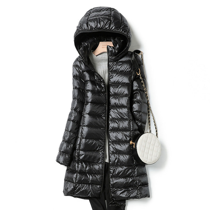 Mid-Length Lightweight Down Jacket for Women - Premium Insulated Coat