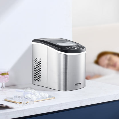 Portable Countertop Ice Maker 33Lbs/24H Self-Cleaning With Scoop Basket Home Bar