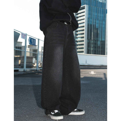 Vintage Washed Distressed Straight Loose Jeans