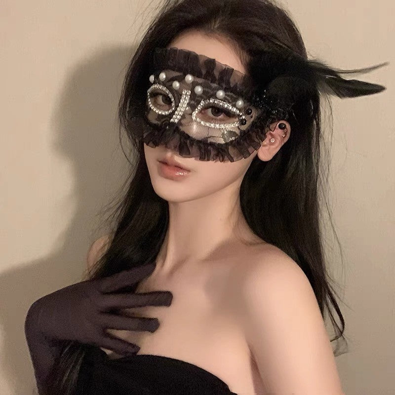 Halloween Half Face Mask - Werewolf White Design