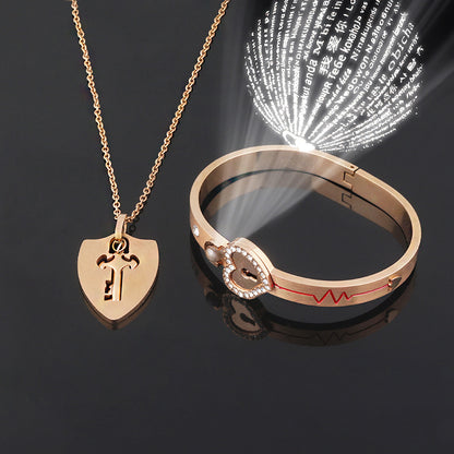 Fashion Jewelry Titanium Steel Couple Love Lock, Bracelet, Key Set, Necklace - DropOnline.co