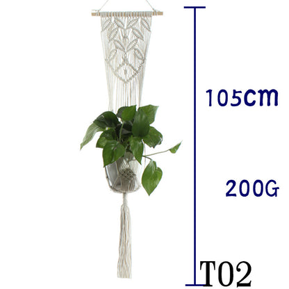 Flower Pot Net Bag Beige Cotton Rope Indoor Plant Hanger Hanging Basket Sling - DropOnline.co