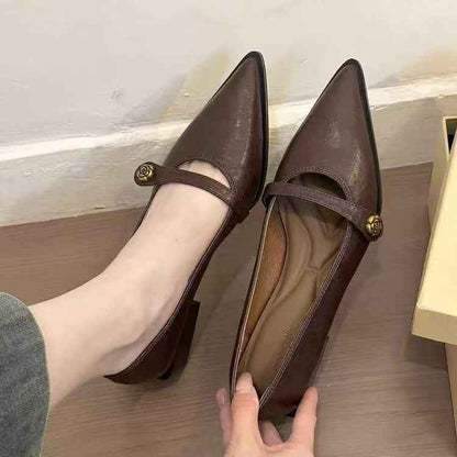 Versatile Fashion Retro Low-cut High Heels Women Camellia