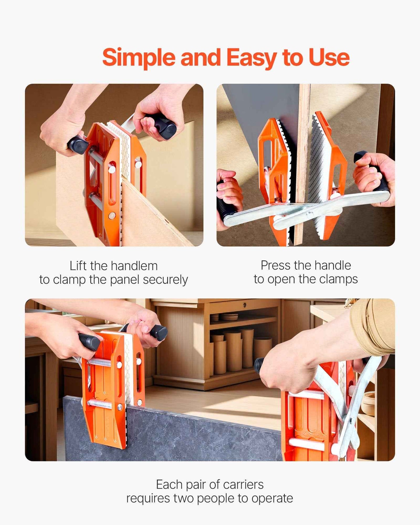 Double Handed Stone Carrying Clamps 660 Lbs Granite Panel Carriers