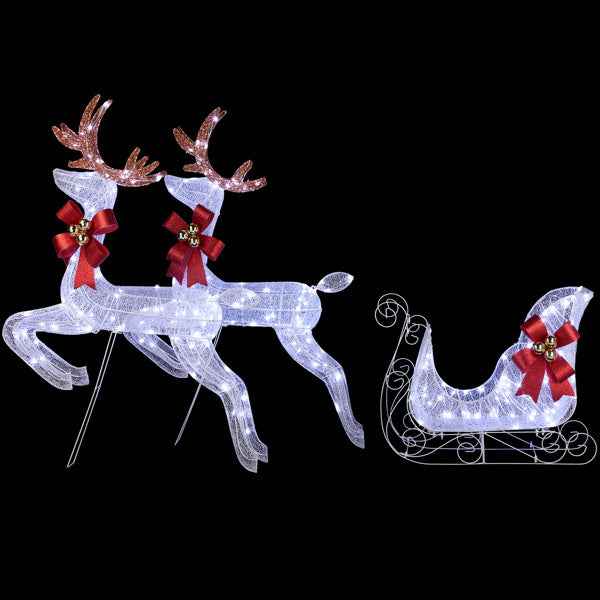 211X27.5X100cm Deer Sled - White Light Powder Mesh Christmas Reindeer Decoration - DropOnline.co