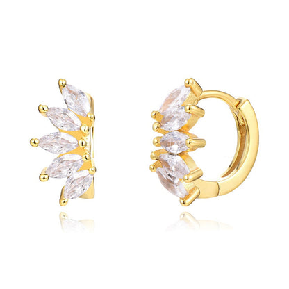 Ins Style Color Zircon All-match Earrings Symmetrical Horse Eye Stone - DropOnline.co