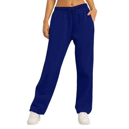 Same Style Solid Color Casual Loose Fleece-lined Trousers