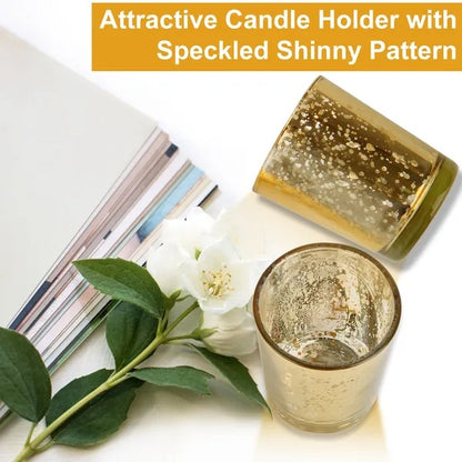 24Pcs Gold Votive Tealights Candle Holders Mercury Glass Shinny Candle Holders For Wedding Birthday Party Home Decoration Table Centerpiece - DropOnline.co