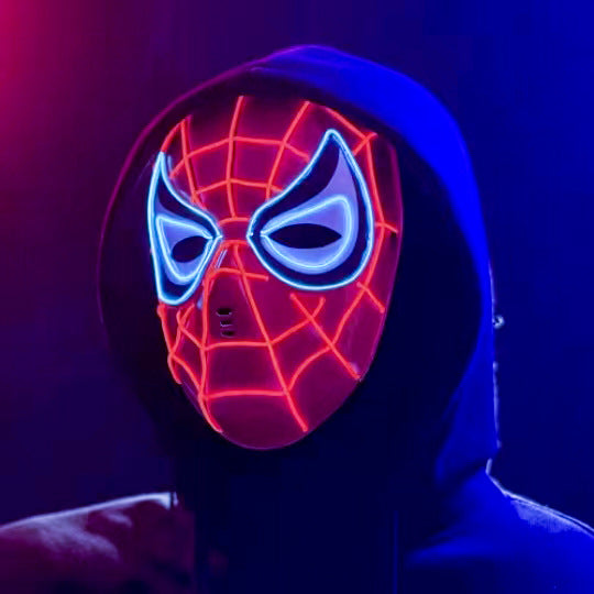 Halloween Glow-in-the-Dark Mask - LED Spider Design