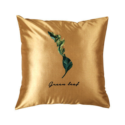 Modern rainforest bird green leaf print cushion cover