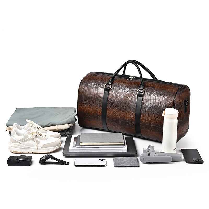 Men's Fashion Personalized Outdoor Sports Crocodile Pattern Travel Bag