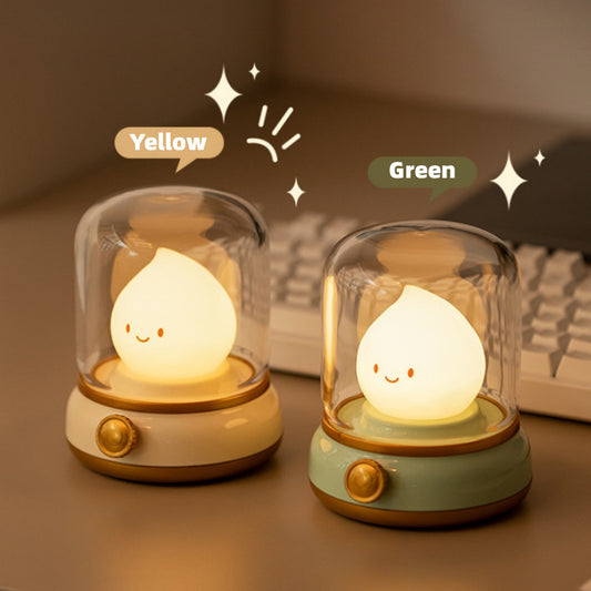 Retro Small Night Lamp - Bedroom Mini Desktop LED Cute Rechargeable Portable Cartoon Table Lamp