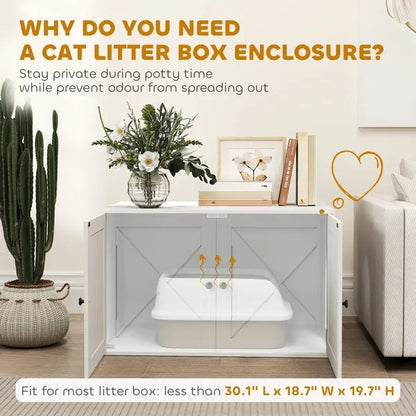 Cat Litter Box Enclosure With Barn Door, Cat Hole - DropOnline.co