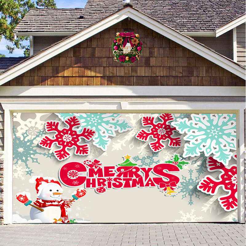 Christmas Garage Door Cover - Polyester Background Hanging Cloth Holiday Party Decoration - DropOnline.co