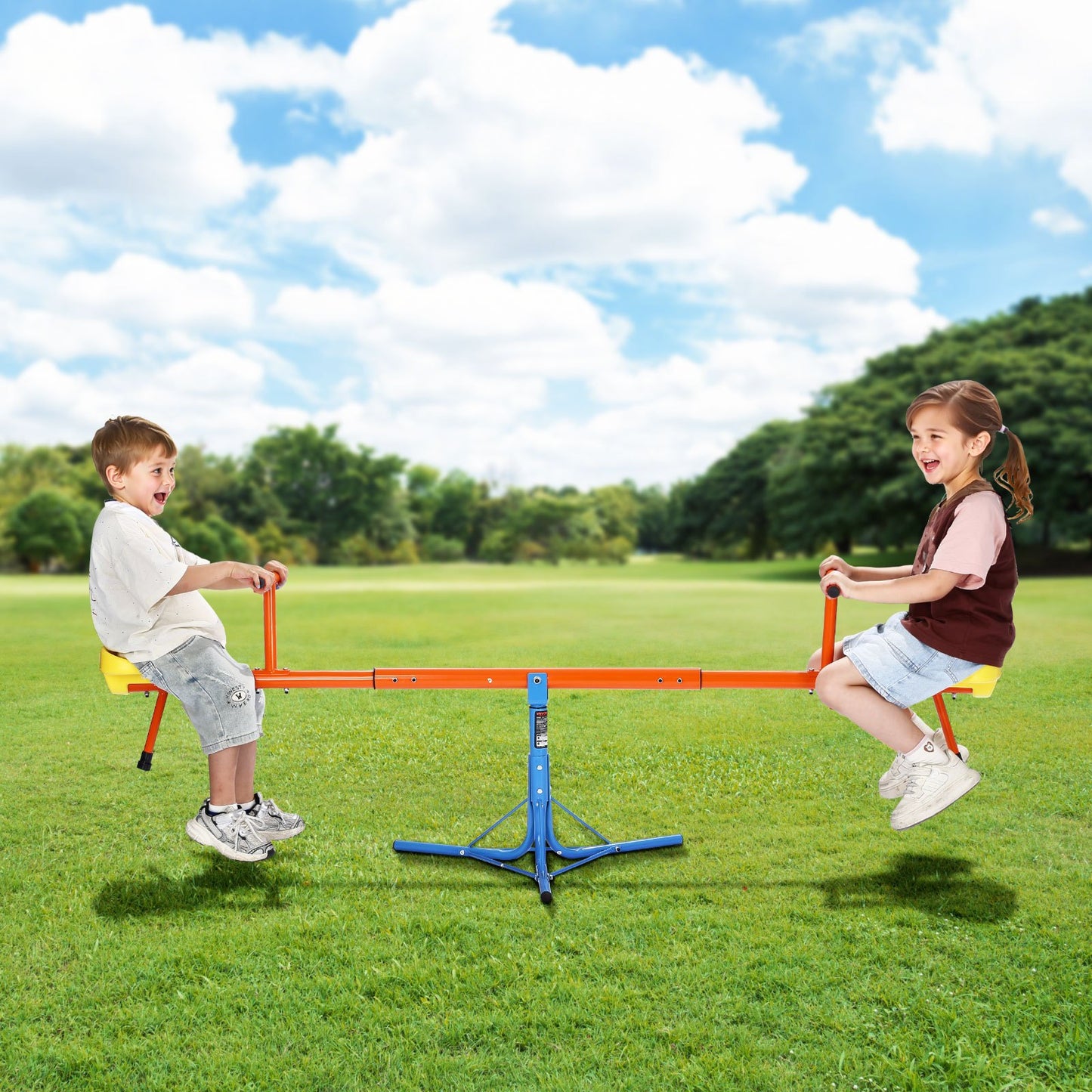 Kids Seesaw 100 Lbs Capacity 360 Degrees Rotating Teeter Totter Aged 3+