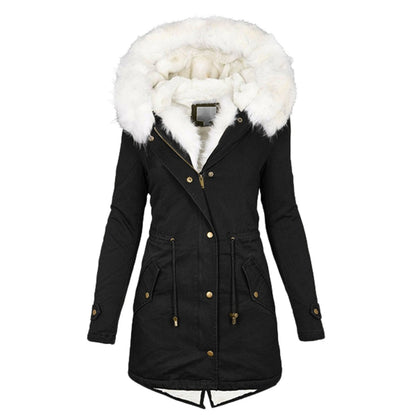 Women's cotton padded jacket with white collar - DropOnline.co