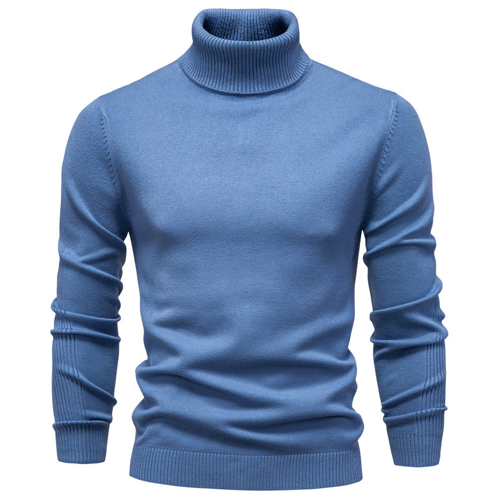 Men's Solid Color Slim Pullover Turtleneck Sweater - Winter Casual Tops