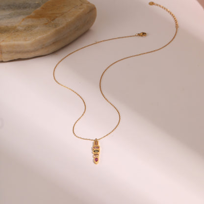 European And American Fashion Special-interest Color Zircon Star Pendant Stainless Steel Necklace - DropOnline.co