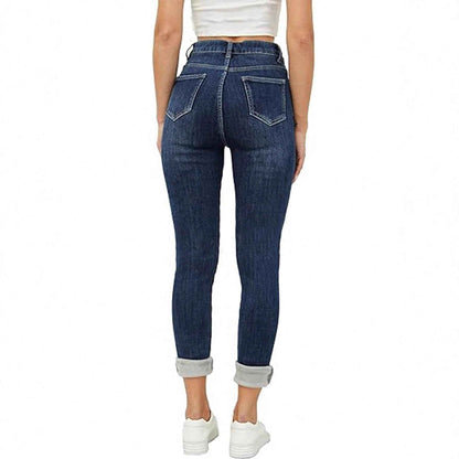 Women's Tight Casual All-matching Fleece Addition Denim Trousers