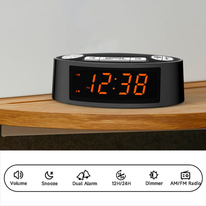 AM FM Alarm Clock Radio With Dual Alarm Sleep Timer  Snooze Functions Orange LED Display 4-Level Dimming Option ITOMA CKS3301 - DropOnline.co