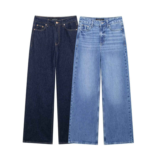 European And American New French Fashion Simple High Waist Wide Leg Jeans