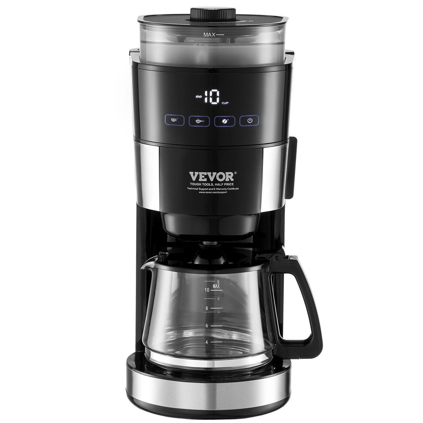 VEVOR 10-Cup Drip Coffee Machine - Professional 3 Brew Strength Control