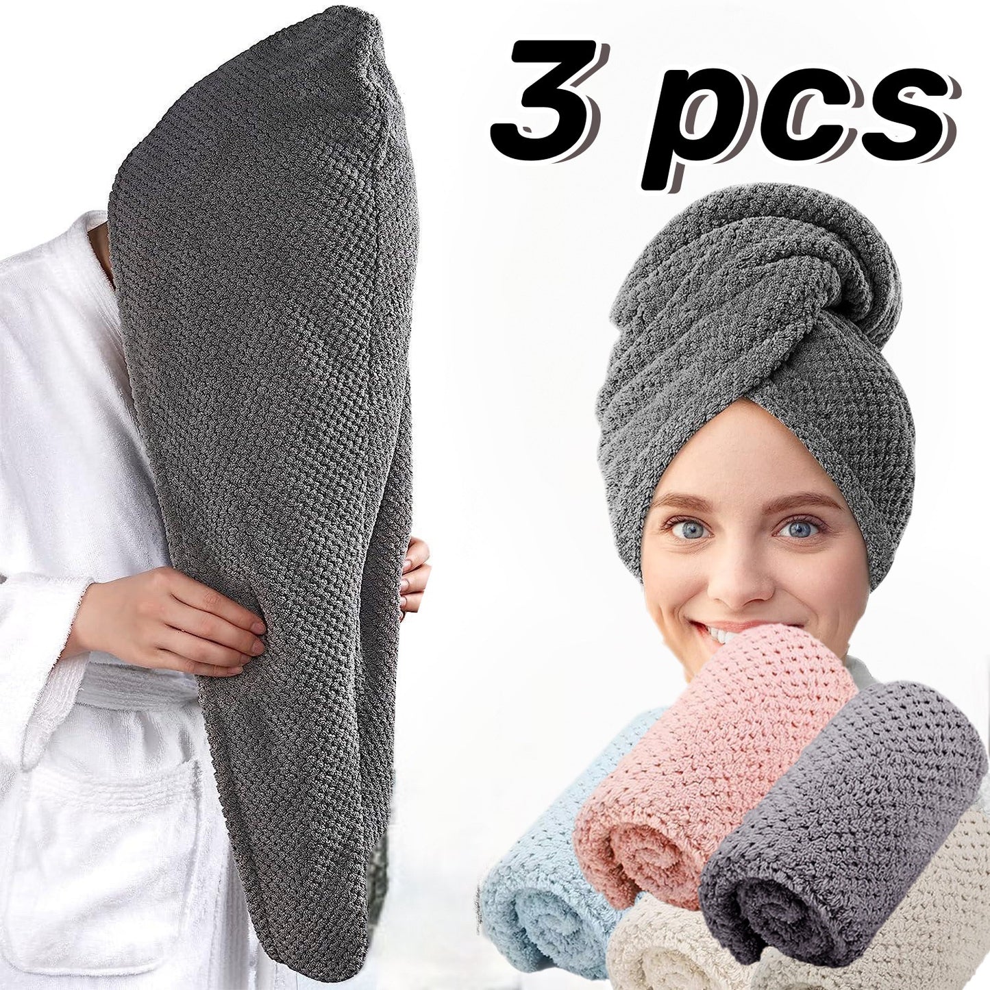 Womens Coral Fleece Hair Drying Cap Highly Absorbent Quick Drying Pineapple Weave Towel For Hair Drying