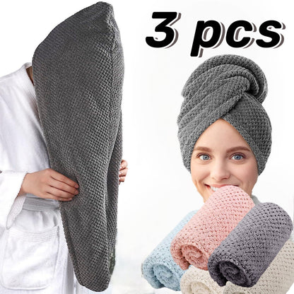 Womens Coral Fleece Hair Drying Cap Highly Absorbent Quick Drying Pineapple Weave Towel For Hair Drying