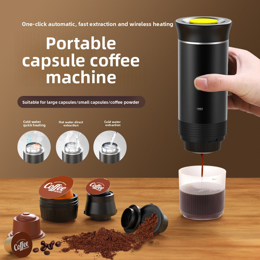 Portable Electric Capsule Coffee Machine - Wireless Heating Travel Espresso Maker