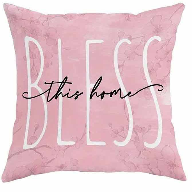 Spring Cherry Blossom Letter Pillow Cover Home Sofa Cushion Cover