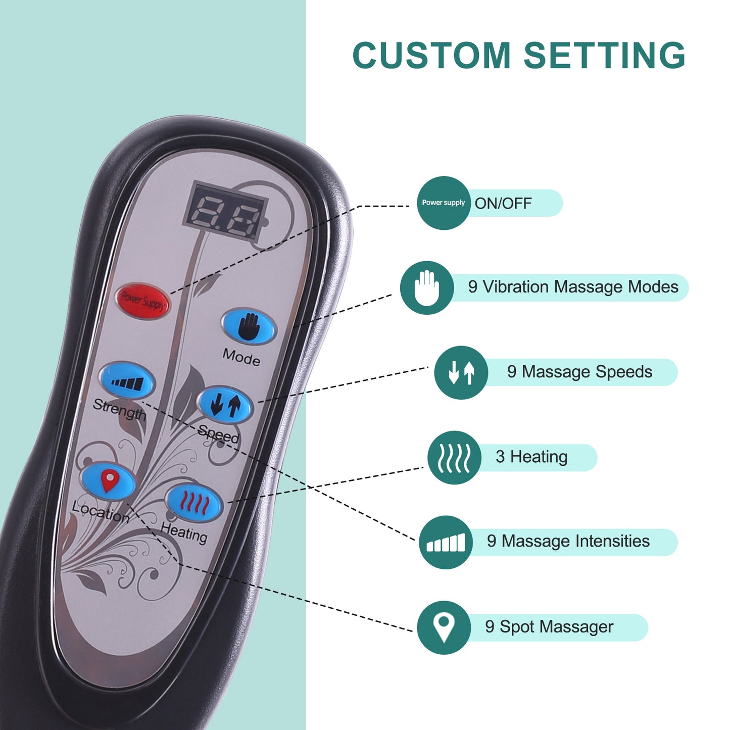 2025 New Model Massage Cushion, Neck And Back Kneading And Heating, 9 Levels Of Intensity,9 Modes, Home And Office Electric Massage Pad, Portable Multifunctional Massager, 10,20,30 Minutes Timer