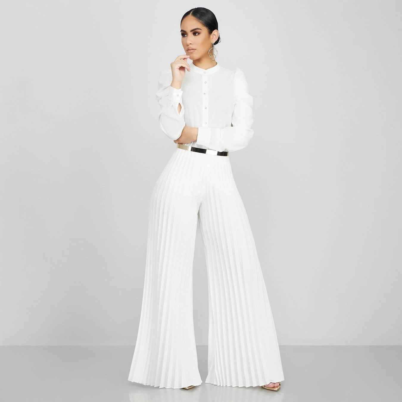 Fashionable Casual Pleated Wide-leg Women's Pants