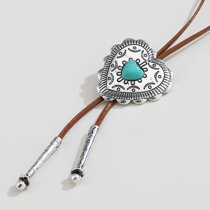 European And American Retro Turquoise Cross Necklace - DropOnline.co