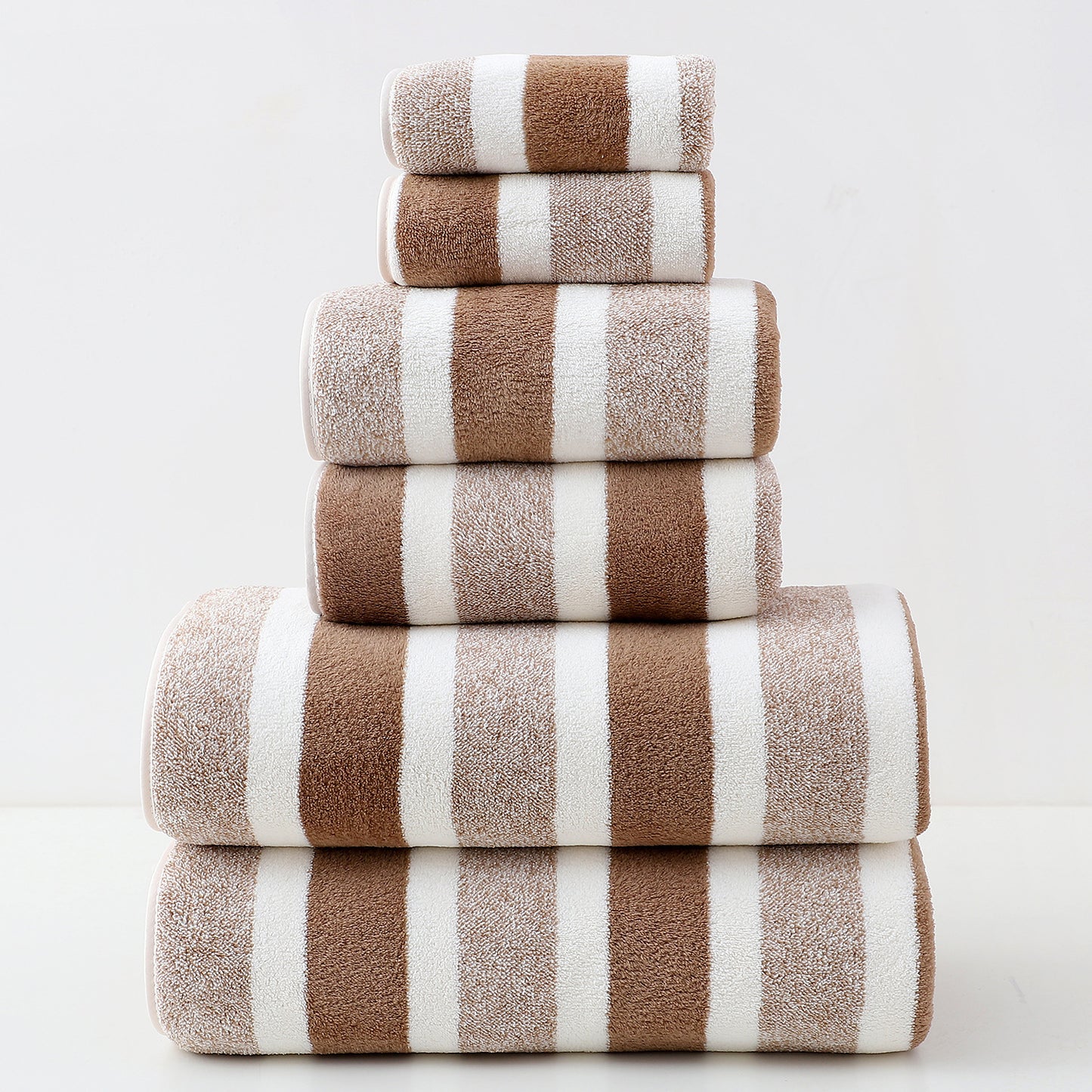Wide And Narrow Striped Towel Set Coral Fleece Bath Towel