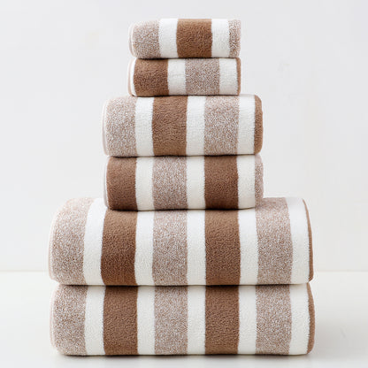 Wide And Narrow Striped Towel Set Coral Fleece Bath Towel