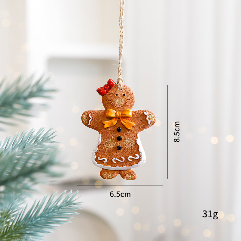 Christmas Resin Character Pendants - Santa Snowman Gingerbread Man Ornaments