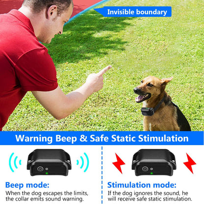 1Set Wireless Electric Dog Fence Pet Shock Boundary Containment System Electric Training Collar For Small Medium Large Dogs - DropOnline.co