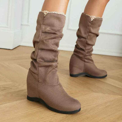 Women's Suede Fabric Platform High-top Boots