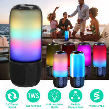1Pc Wireless Portable Speaker Loud Stereo Speaker With 6 Color Changing Lights Radio Party TWS Speaker For Home Outdoor Travelling - DropOnline.co