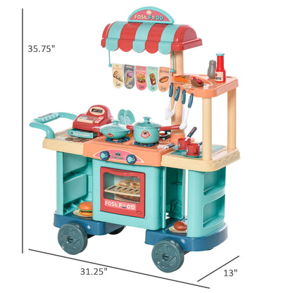 Kids Kitchen Food Stand with Play Food