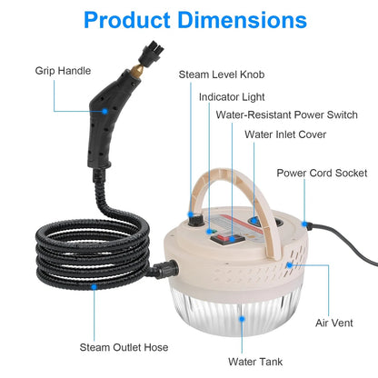 2500W Handheld High Temperature And Pressure Steamer Cleaner With 1400ML Tank 9 Accessories 6 Steam Levels For Dirt Grease Grout Tile Floor Couch Car - DropOnline.co