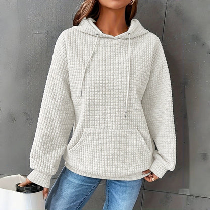 Women's Loose Hooded Long Sleeve Sweatshirt - Cozy Casual Pullover - DropOnline.co