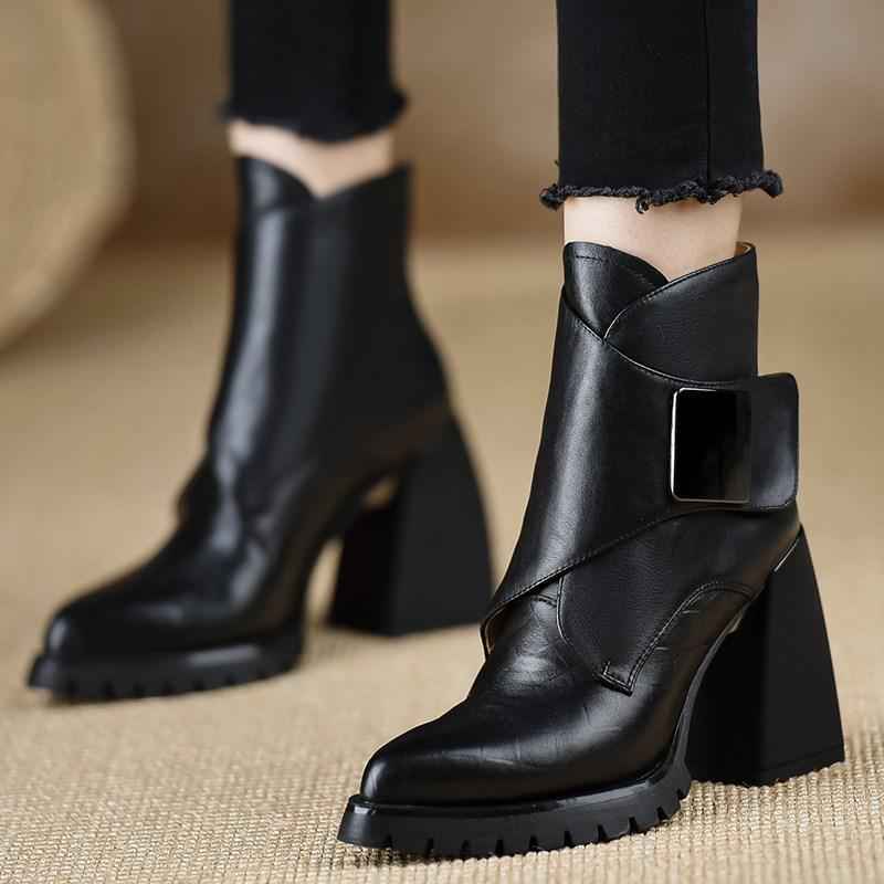 Retro Soft Sole Chunky Heel Ankle Boots For Women