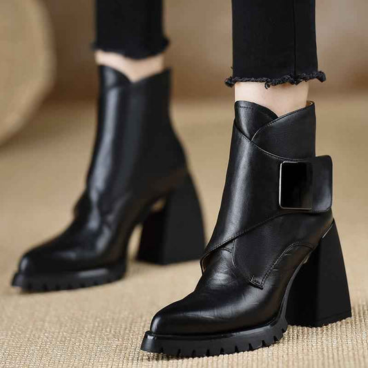 Retro Soft Sole Chunky Heel Ankle Boots For Women